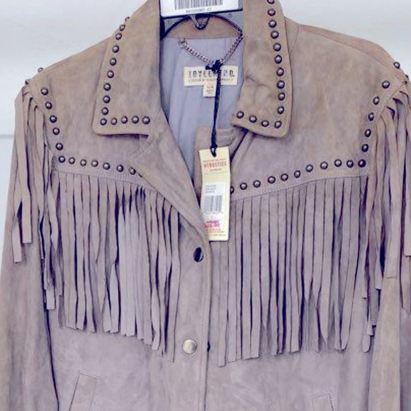 Idyllwind Women's Lavender Studded Fringe Suede leather Jacket RTL $350 L NWT - Picture 5 of 9